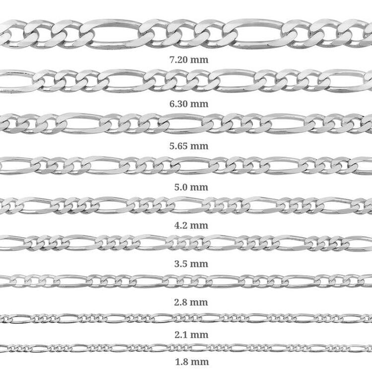 3.5 mm Gümüş Figaro Zincir - 100 mikron