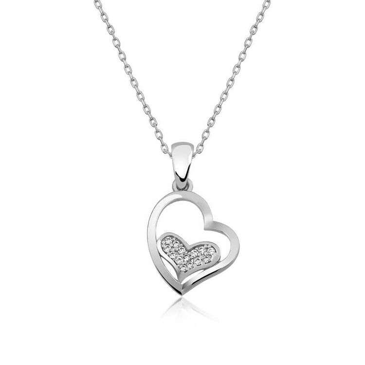 Sterling Silver 925 Heart Necklace for Women